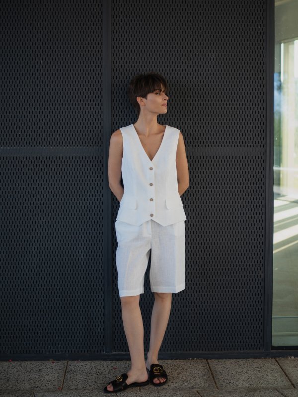 Бермуды льняные цвет белый