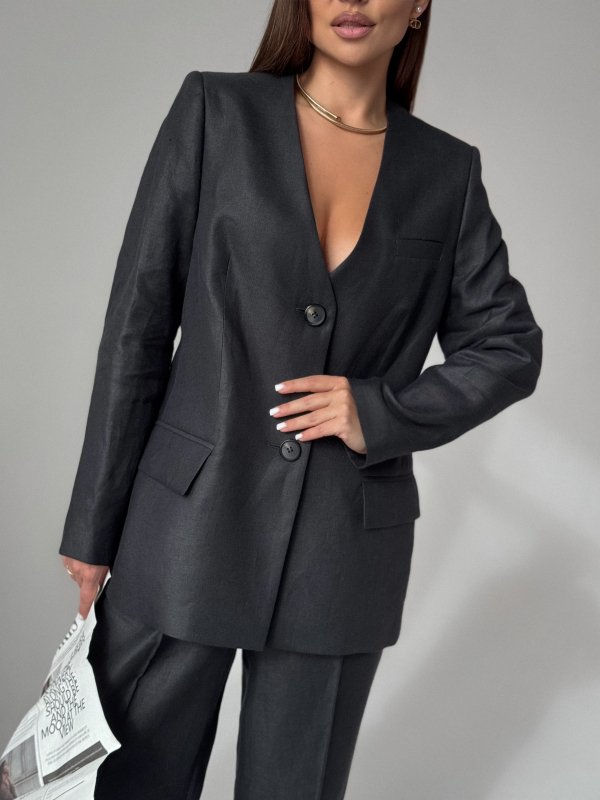 Жакет без воротника цвет Черный