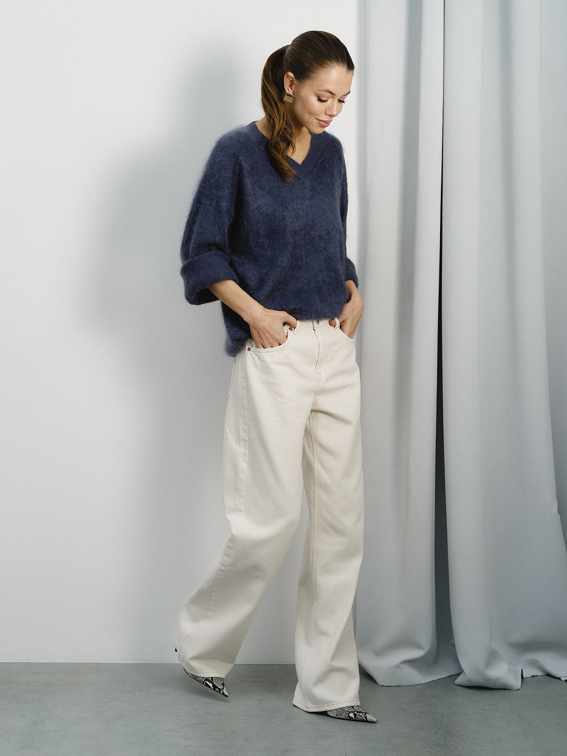 Свитер кашемировый цв.Глубокий синий