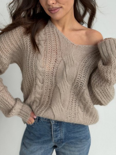 Свитер из тончайшей шерсти беби-альпаки с V-образным вырезом - в фирменном магазине спортивной одежды Brillante.by