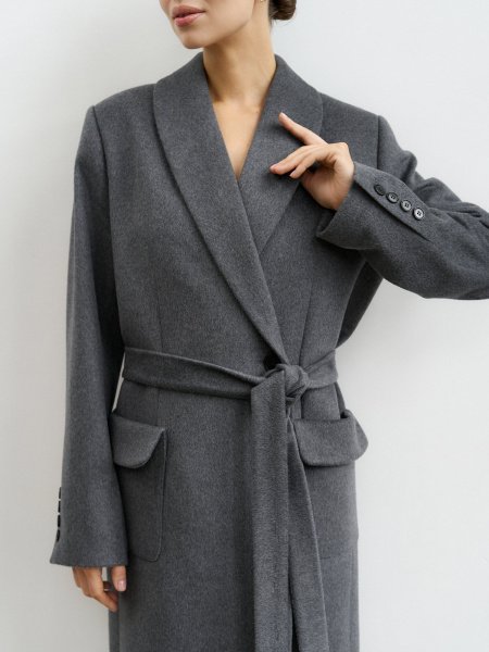 Пальто-халат (шерсть 100%) цв.серый - в фирменном магазине спортивной одежды Brillante.by