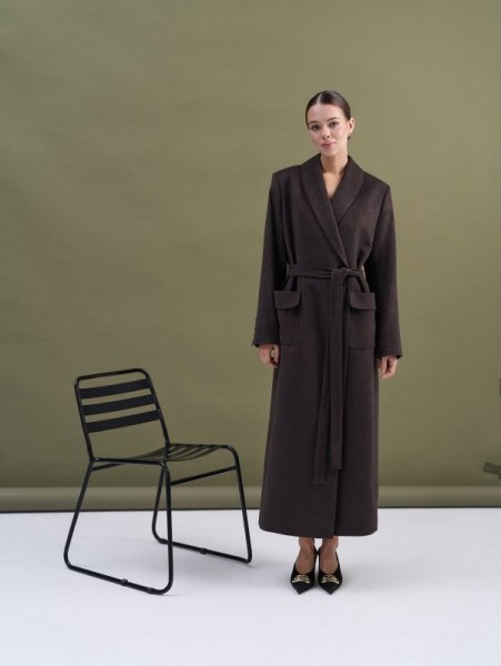 Пальто-халат (шерсть/кашемир) цв. коричневый Пальто-халат (шерсть/кашемир) цв. коричневый