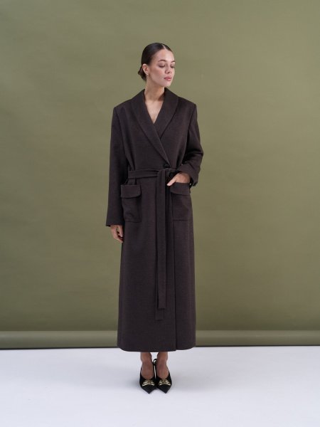 Пальто-халат (шерсть/кашемир) цв. коричневый Пальто-халат (шерсть/кашемир) цв. коричневый - в фирменном магазине спортивной одежды Brillante.by