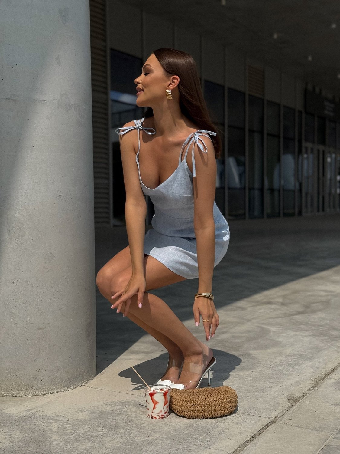 Платье Petra с открытой спиной цв.голубой