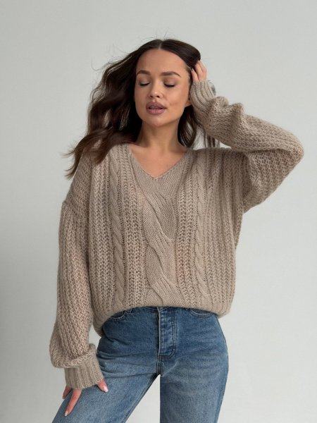 Свитер из тончайшей шерсти беби-альпаки с V-образным вырезом - в фирменном магазине спортивной одежды Brillante.by