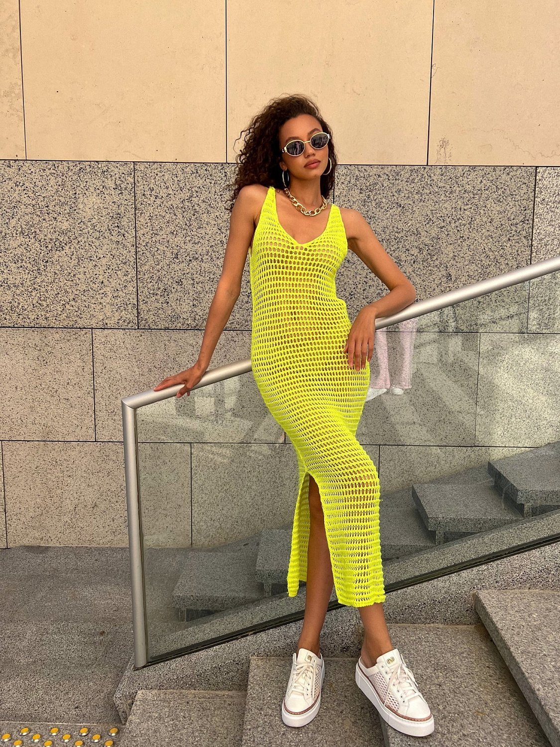 Туника пляжная цвет Неон лайм