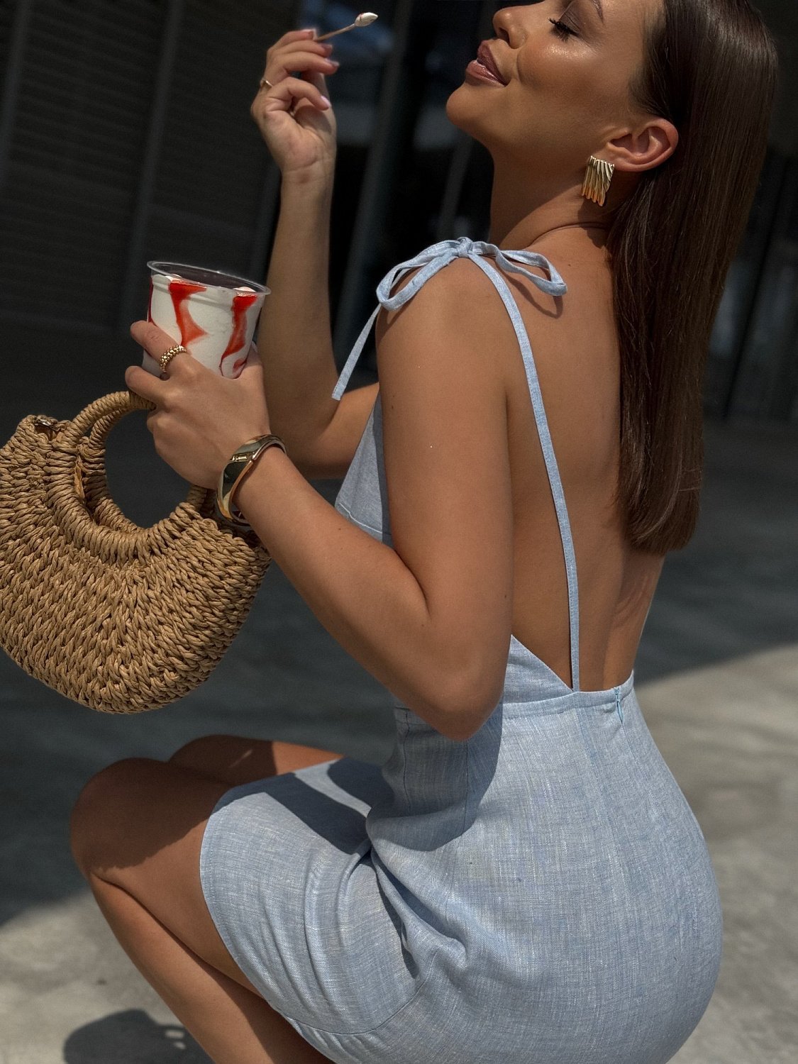 Платье Petra с открытой спиной цв.голубой